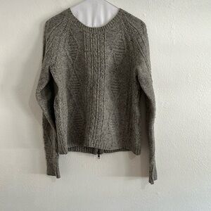 Madewell Gray Marled Marino Wool Exposed Back Double ZIP Long Sleeve Sweater S
